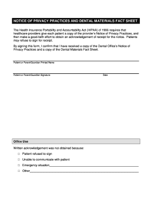 HIPAA Notice of Privacy Practices Acknowledgment