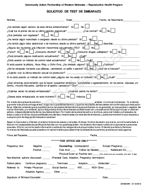 Solicitud de Test de Embarazo