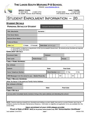 Australian Student Enrolment Form