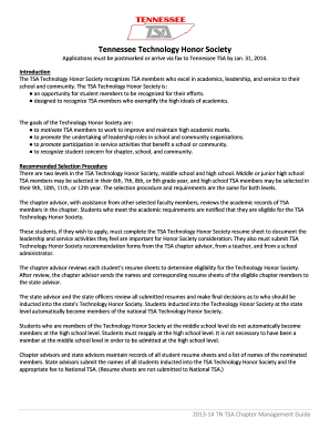 Tennessee Technology Honor Society Application