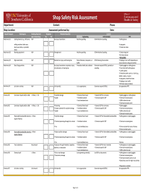 Shop Safety Risk Assessment Form