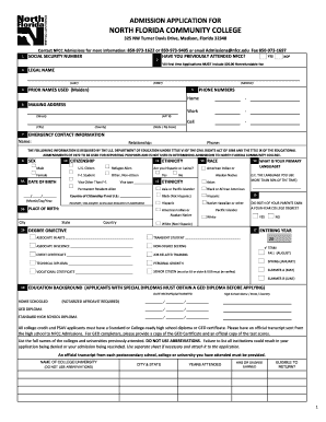 North Florida Community College Admission Application