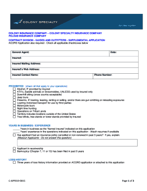 Guides and Outfitters Supplemental Application