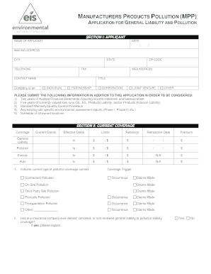 Manufacturers Products Pollution Application