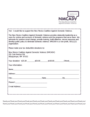 Donation Form for New Mexico Coalition Against Domestic Violence