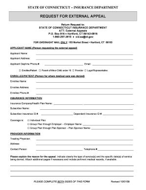 Connecticut Request for External Appeal