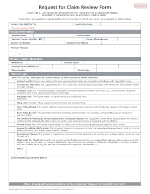 Request for Claim Review Form