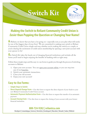 Reliant Community Credit Union Switch Kit