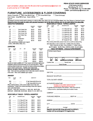 MD Horse World Expo Furniture Order Form