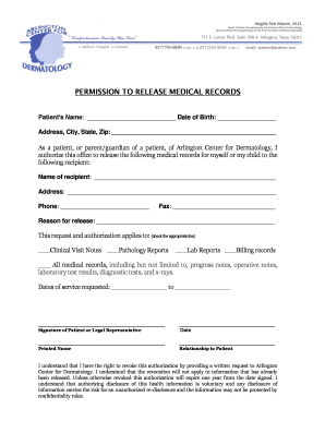 Permission to Release Medical Records