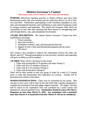 District Governor's Contest Nomination Form