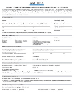 AMIDEX Funds IRA Transfer Application