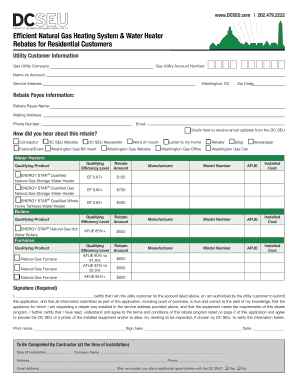 DC SEU Natural Gas Rebate Application