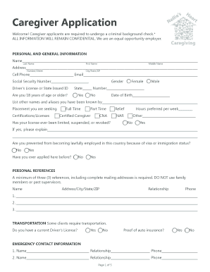 Caregiver Application Form