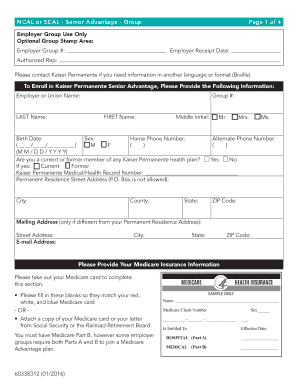 Kaiser Permanente Senior Advantage Group Election Request Form