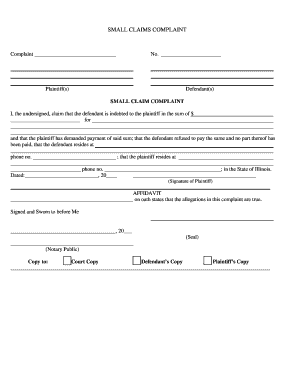 Illinois Small Claims Complaint Form