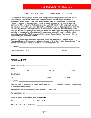 Employment Application Form