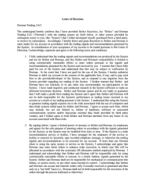 Letter of Direction for Trading System