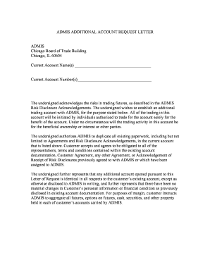ADMIS Additional Account Request Letter