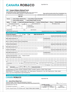Canara Robeco Mutual Fund Application Form
