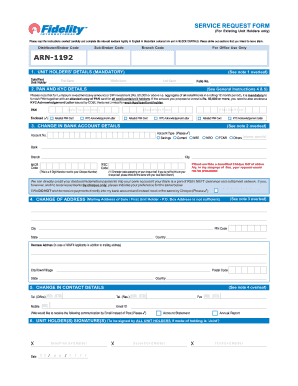 Service Request Form for Existing Unit Holders