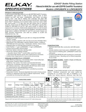EZH2O Bottle Filling Station Specification