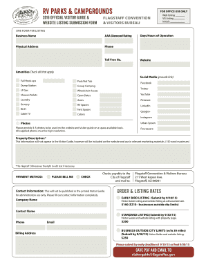 2016 Flagstaff Visitor Guide Submission Form