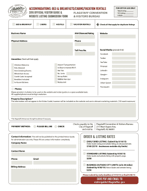 2016 Flagstaff Visitor Guide Submission Form
