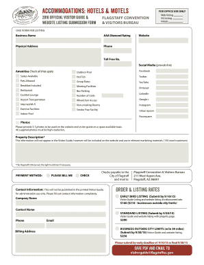 2016 Flagstaff Visitor Guide Submission Form