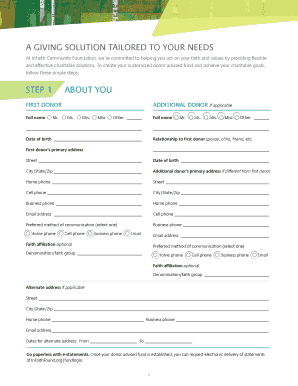 Donor Advised Fund Application