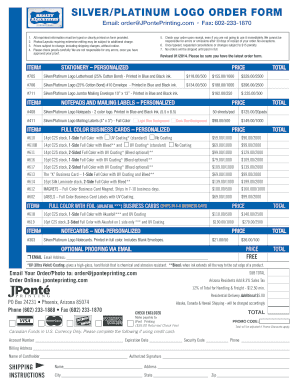 Silver/Platinum Logo Order Form