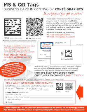 Business Card MS QR Tag Order Form