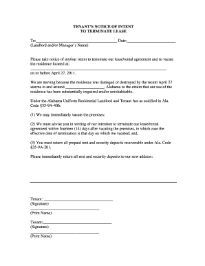 Tenant’s Notice of Intent to Terminate Lease