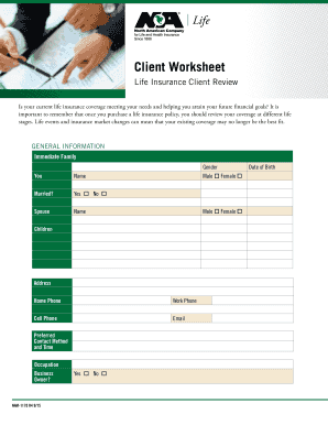 Life Insurance Client Review Form