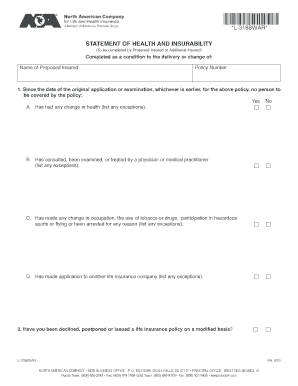 Statement of Health and Insurability