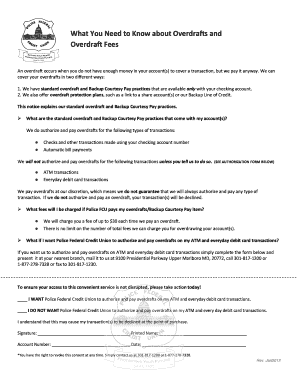 Overdraft and Backup Courtesy Pay Authorization Form