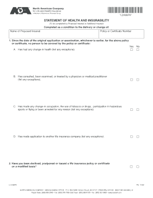 Statement of Health and Insurability Form L-3188PA