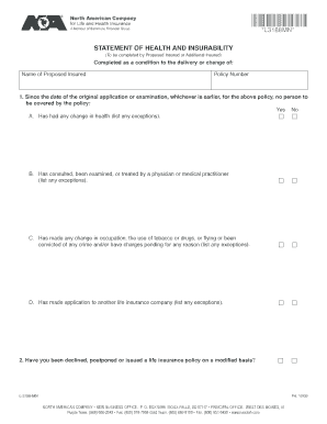 Statement of Health and Insurability