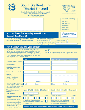 Housing Benefit and Council Tax Benefit Claim Form