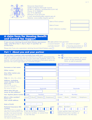 Housing Benefit and Council Tax Support Claim Form