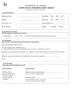 Employee Information Sheet