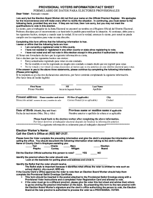Provisional Voter Information Form
