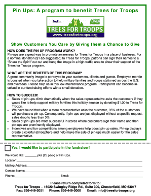 Trees for Troops Pin-Up Fundraiser Form
