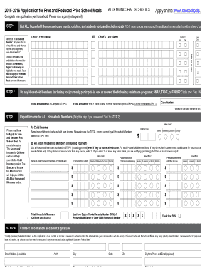 2015-2016 Free and Reduced Price School Meals Application