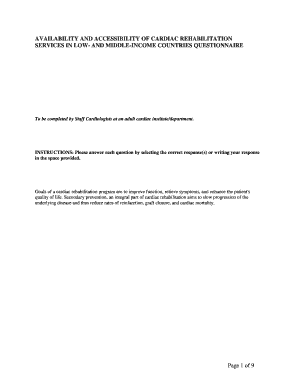 Cardiac Rehabilitation Services Questionnaire