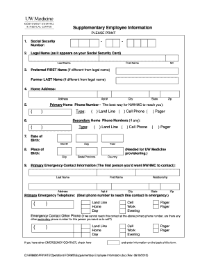 Supplementary Employee Information Form