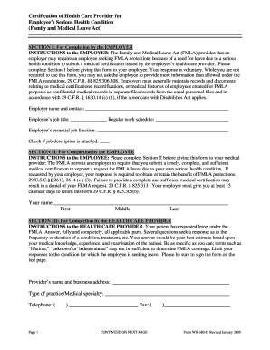 Certification of Health Care Provider for Employee's Serious Health Condition