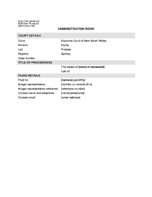 Administration Bond Form 130