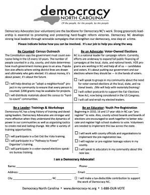 Democracy Advocate Volunteer Form