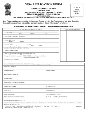 India Visa Application Form